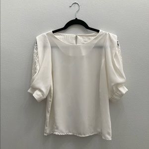 White Blouse with Lace Sleeves